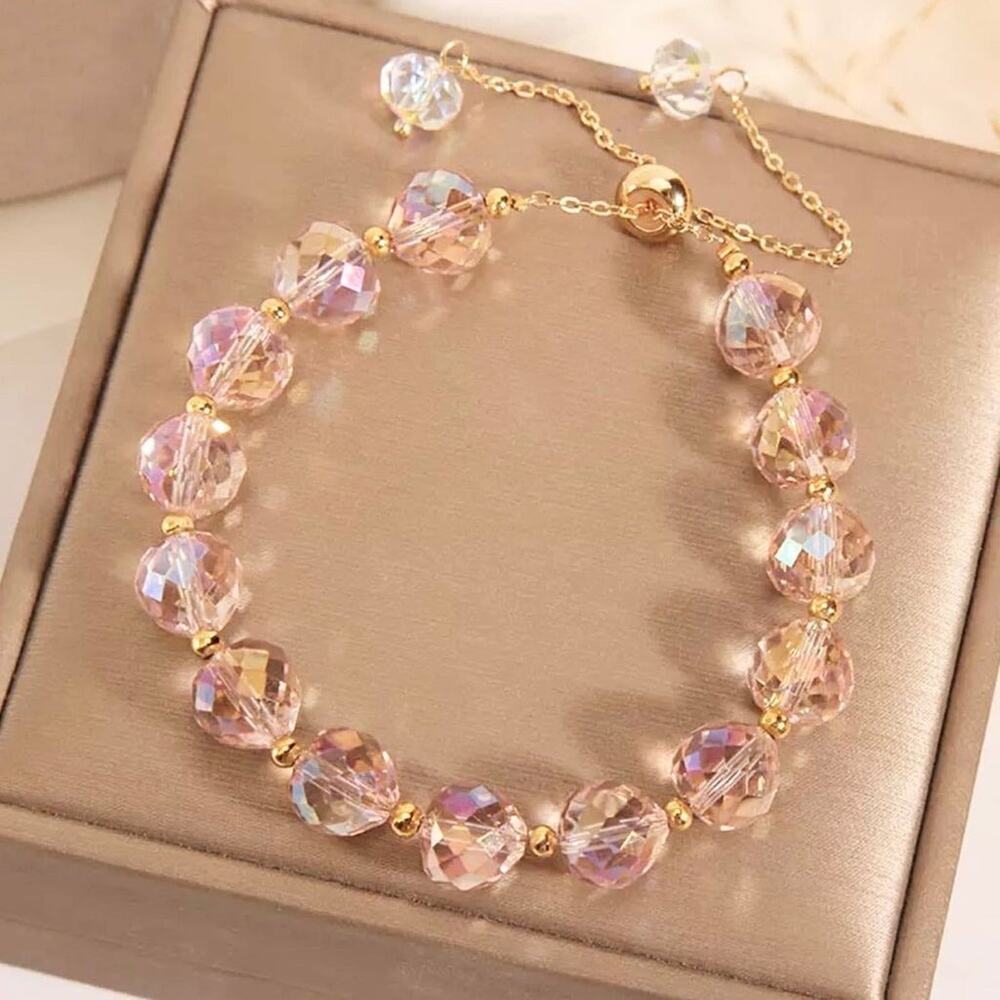 Pink Swarovski Beaded Bracelet